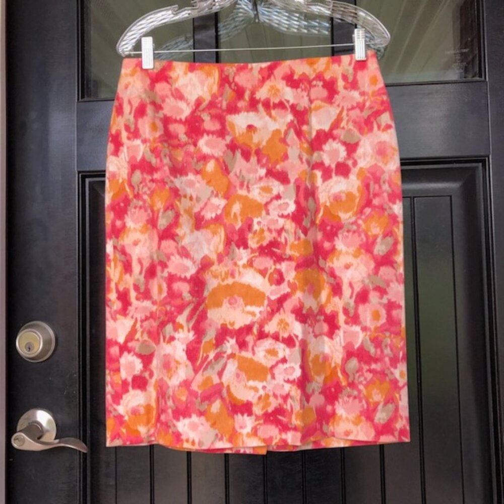 Talbots pink and orange floral skirt, Size 6